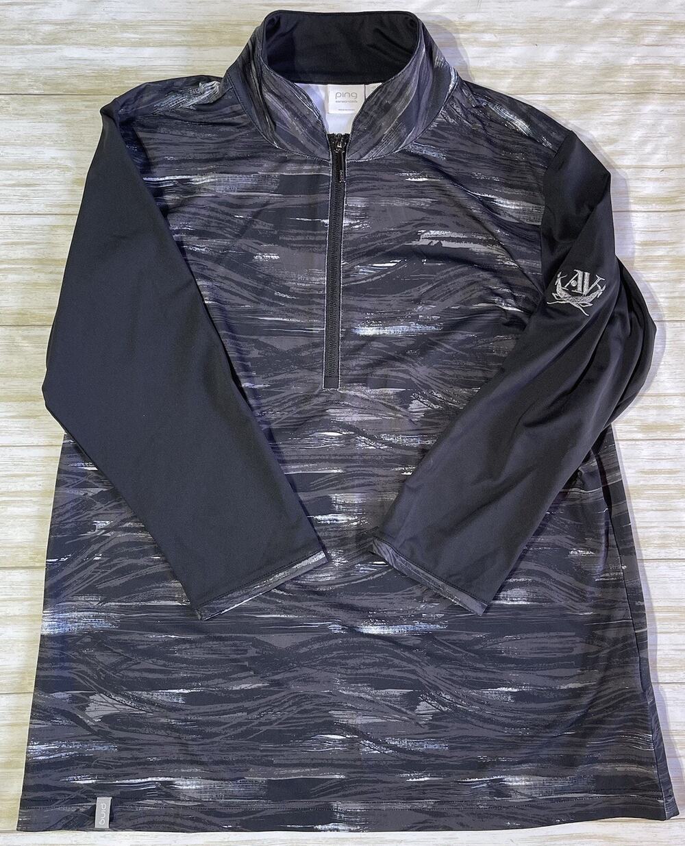 PING SensorCool Women’s 1/2 Zip Black Gray & White Long Sleeve Shirt Size 8